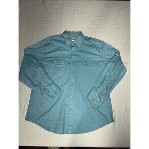 Wrangler Wrancher Western Shirt XL Turquoise Pearl Snap Long sleeve Sleeve